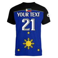 (Custom Text And Number) Philippines Concept Home Football Women V Neck T Shirt Pilipinas Flag Black Style 2023 LT9 - Polynesian Pride