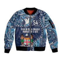 Personalised Fiji 54th Anniversary Sleeve Zip Bomber Jacket Siga Ni Bula Galala Marautaki O Viti LT9