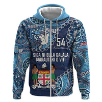 Personalised Fiji 54th Anniversary Zip Hoodie Siga Ni Bula Galala Marautaki O Viti LT9