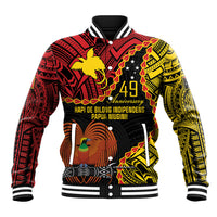 Personalised Papua New Guinea 49th Anniversary Baseball Jacket Hapi De bilong Indipendens Papua Niugini LT9 Unisex Black - Polynesian Pride