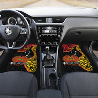 Personalised Papua New Guinea 49th Anniversary Car Mats Hapi De bilong Indipendens Papua Niugini LT9 Set 2pcs - Front Black - Polynesian Pride