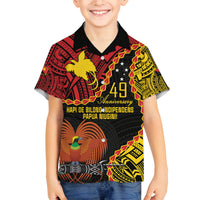 Personalised Papua New Guinea 49th Anniversary Family Matching Off Shoulder Maxi Dress and Hawaiian Shirt Hapi De bilong Indipendens Papua Niugini LT9 Son's Shirt Black - Polynesian Pride
