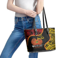 Personalised Papua New Guinea 49th Anniversary Leather Tote Bag Hapi De bilong Indipendens Papua Niugini LT9 - Polynesian Pride