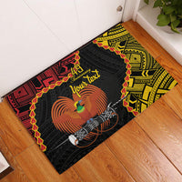 Personalised Papua New Guinea 49th Anniversary Rubber Doormat Hapi De bilong Indipendens Papua Niugini LT9 Black - Polynesian Pride