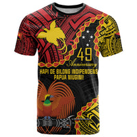 Personalised Papua New Guinea 49th Anniversary T Shirt Hapi De bilong Indipendens Papua Niugini LT9 Black - Polynesian Pride