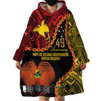 Personalised Papua New Guinea 49th Anniversary Wearable Blanket Hoodie Hapi De bilong Indipendens Papua Niugini LT9 - Polynesian Pride