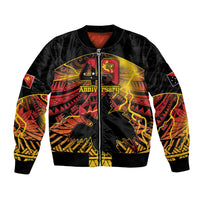 Personalised Papua New Guinea 49th Anniversary Bomber Jacket Bird of Paradise Unity In Diversity LT9 Unisex Black - Polynesian Pride