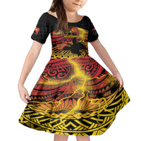 Personalised Papua New Guinea 49th Anniversary Family Matching Tank Maxi Dress and Hawaiian Shirt Bird of Paradise Unity In Diversity LT9 Daughter's Dress Black - Polynesian Pride