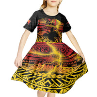 Personalised Papua New Guinea 49th Anniversary Kid Short Sleeve Dress Bird of Paradise Unity In Diversity