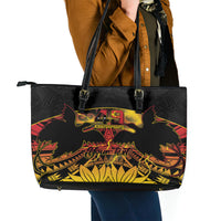 Personalised Papua New Guinea 49th Anniversary Leather Tote Bag Bird of Paradise Unity In Diversity LT9 - Polynesian Pride