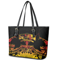 Personalised Papua New Guinea 49th Anniversary Leather Tote Bag Bird of Paradise Unity In Diversity LT9 - Polynesian Pride