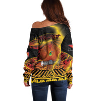 Personalised Papua New Guinea 49th Anniversary Off Shoulder Sweater Bird of Paradise Unity In Diversity