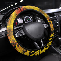 Papua New Guinea 49th Anniversary Steering Wheel Cover Bird of Paradise Unity In Diversity LT9 Universal Fit Black - Polynesian Pride