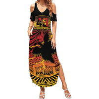 Personalised Papua New Guinea 49th Anniversary Summer Maxi Dress Bird of Paradise Unity In Diversity LT9 Women Black - Polynesian Pride