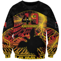 Personalised Papua New Guinea 49th Anniversary Sweatshirt Bird of Paradise Unity In Diversity LT9 Unisex Black - Polynesian Pride