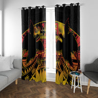 Personalised Papua New Guinea 49th Anniversary Window Curtain Bird of Paradise Unity In Diversity LT9 With Grommets Black - Polynesian Pride