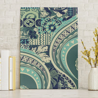 Hawaiian Hibiscus Tribal Vintage Motif Canvas Wall Art Ver 1 LT9 Without Frame Sea Green - Polynesian Pride