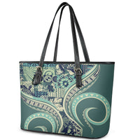 Hawaiian Hibiscus Tribal Vintage Motif Leather Tote Bag Ver 1 LT9 - Polynesian Pride