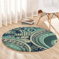 Hawaiian Hibiscus Tribal Vintage Motif Round Carpet Ver 1