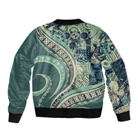 Hawaiian Hibiscus Tribal Vintage Motif Sleeve Zip Bomber Jacket Ver 1 LT9 - Polynesian Pride