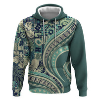 Hawaiian Hibiscus Tribal Vintage Motif Zip Hoodie Ver 1