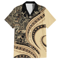 Hawaiian Hibiscus Tribal Vintage Motif Family Matching Tank Maxi Dress and Hawaiian Shirt Ver 2