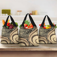 Hawaiian Hibiscus Tribal Vintage Motif Grocery Bag Ver 2 LT9 3-pack One Size Beige - Polynesian Pride