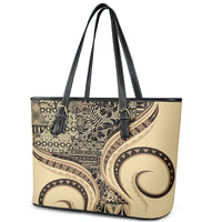 Hawaiian Hibiscus Tribal Vintage Motif Leather Tote Bag Ver 2 LT9 - Polynesian Pride