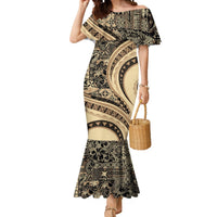 Hawaiian Hibiscus Tribal Vintage Motif Mermaid Dress Ver 2 LT9 Women Beige - Polynesian Pride