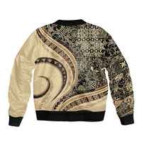 Hawaiian Hibiscus Tribal Vintage Motif Sleeve Zip Bomber Jacket Ver 2 LT9 - Polynesian Pride