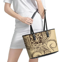 Hawaiian Hibiscus Tribal Vintage Motif Leather Tote Bag Ver 3 LT9 - Polynesian Pride