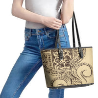 Hawaiian Hibiscus Tribal Vintage Motif Leather Tote Bag Ver 3 LT9 - Polynesian Pride