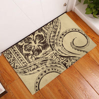 Hawaiian Hibiscus Tribal Vintage Motif Rubber Doormat Ver 3 LT9 Beige - Polynesian Pride