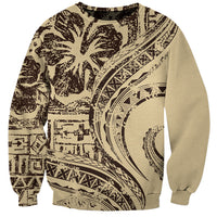 Hawaiian Hibiscus Tribal Vintage Motif Sweatshirt Ver 3 LT9 Unisex Beige - Polynesian Pride