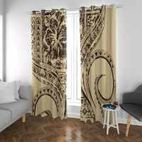 Hawaiian Hibiscus Tribal Vintage Motif Window Curtain Ver 3 LT9 With Grommets Beige - Polynesian Pride