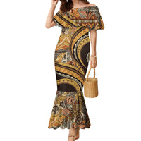 Hawaiian Hibiscus Tribal Vintage Motif Family Matching Mermaid Dress and Hawaiian Shirt Ver 4