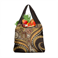 Hawaiian Hibiscus Tribal Vintage Motif Grocery Bag Ver 4 LT9 1-pack One Size Gold - Polynesian Pride