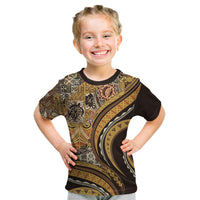 Hawaiian Hibiscus Tribal Vintage Motif Kid T Shirt Ver 4 LT9 Gold - Polynesian Pride