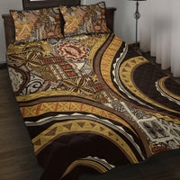 Hawaiian Hibiscus Tribal Vintage Motif Quilt Bed Set Ver 4 LT9 Gold - Polynesian Pride
