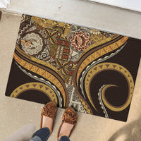 Hawaiian Hibiscus Tribal Vintage Motif Rubber Doormat Ver 4
