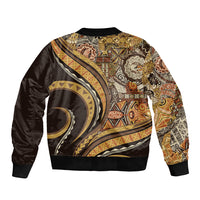 Hawaiian Hibiscus Tribal Vintage Motif Sleeve Zip Bomber Jacket Ver 4 LT9 - Polynesian Pride