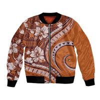 Hawaiian Hibiscus Tribal Vintage Motif Bomber Jacket Ver 5 LT9 Unisex Gold - Polynesian Pride