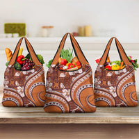 Hawaiian Hibiscus Tribal Vintage Motif Grocery Bag Ver 5 LT9 3-pack One Size Gold - Polynesian Pride