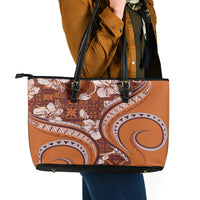 Hawaiian Hibiscus Tribal Vintage Motif Leather Tote Bag Ver 5 LT9 - Polynesian Pride