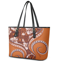 Hawaiian Hibiscus Tribal Vintage Motif Leather Tote Bag Ver 5 LT9 - Polynesian Pride