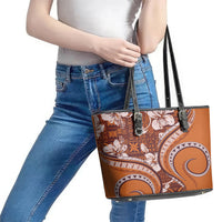 Hawaiian Hibiscus Tribal Vintage Motif Leather Tote Bag Ver 5 LT9 - Polynesian Pride