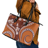 Hawaiian Hibiscus Tribal Vintage Motif Leather Tote Bag Ver 5 LT9 - Polynesian Pride