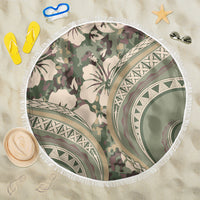 Hawaiian Hibiscus Tribal Vintage Motif Beach Blanket Ver 6 LT9 One Size 150cm Green Pastel - Polynesian Pride