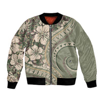 Hawaiian Hibiscus Tribal Vintage Motif Bomber Jacket Ver 6 LT9 Unisex Green Pastel - Polynesian Pride