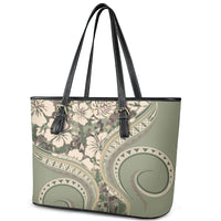 Hawaiian Hibiscus Tribal Vintage Motif Leather Tote Bag Ver 6 LT9 - Polynesian Pride